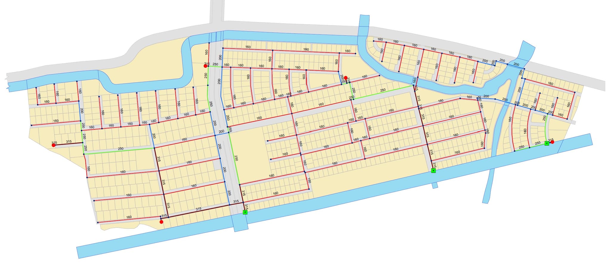 Design of Water Distribution and Storm Drainage Systems for a Private Community  